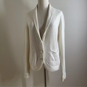 Sartoria Benetton Women Ivory -SZ M- 3-Button Long Sleeve Knit Cardigan Sweater